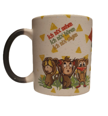 Glitzer Magic Farbwechseltasse Schwarz Matt bedruckt Glitzer Magic Farbwechseltasse Schwarz Matt bedruckt
